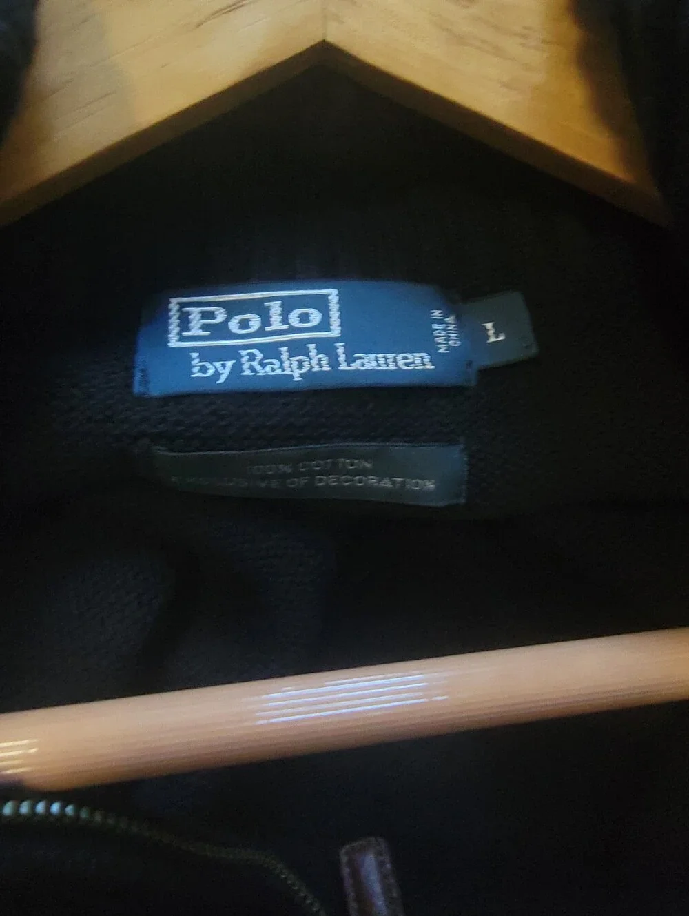 Ralph Lauren Black Half-Zip Sweater with Purple Pony